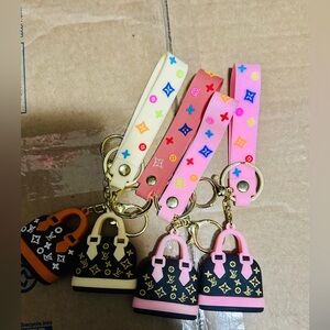 Designer-Multicolor Strap Keychain with Mini Purse Charms